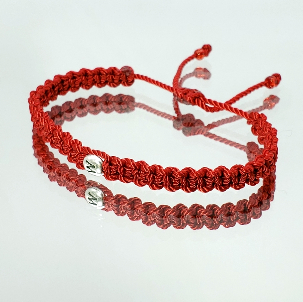 Red string protection wristband, red bracelet with initial - customizable